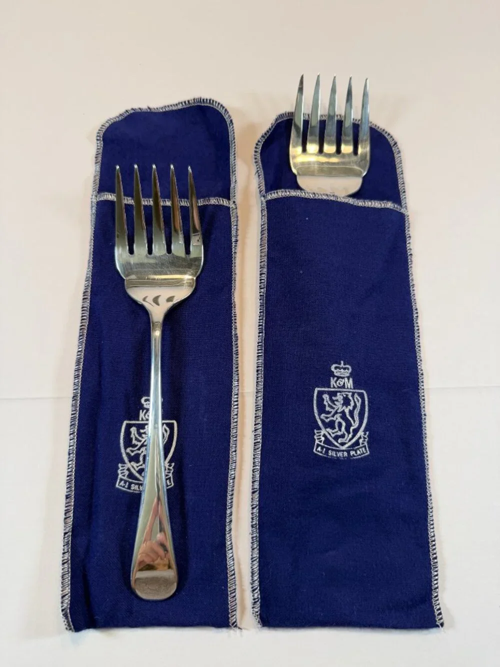 Vintage K&M Silver Plate Serving Forks Set of 2